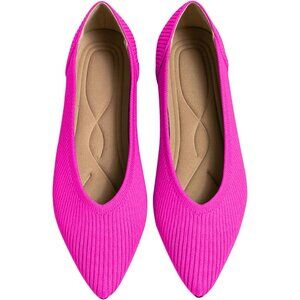 🆕Women's Pink Flats Shoes Pointed Toe Knit Ballet Comfortable Dressy